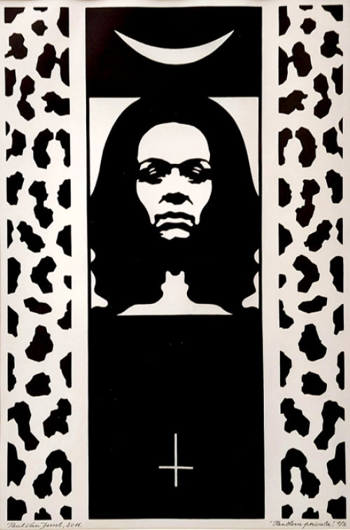 Paul Van Dessel met een linosnede uit 2016