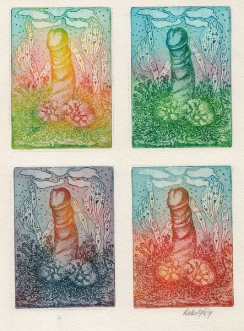 Etsen van de Nederlandse kunstenares Hadewijch Ouwendijk