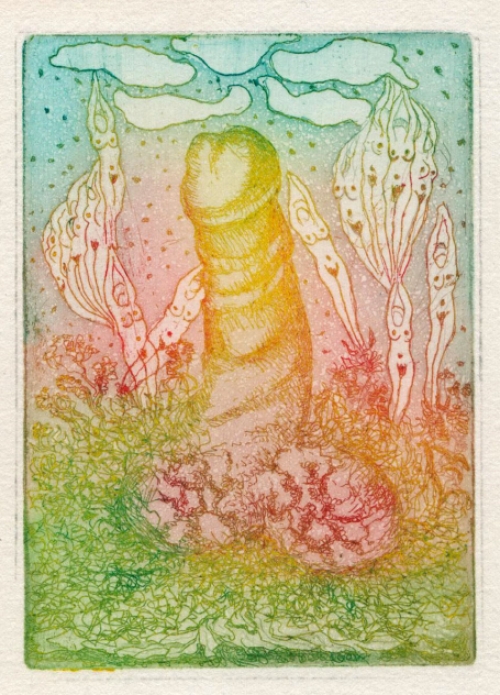 Hadewijch Ouwendijk met een ets uit 1991