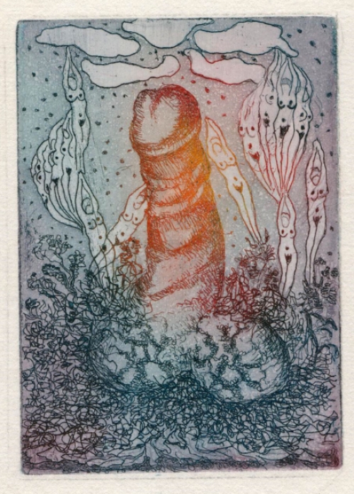 Hadewijch Ouwendijk  met een ets uit 1991