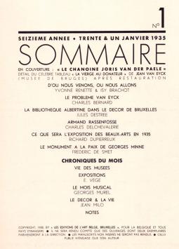 2535. L'ART BELGE, 16 année, Janvier 1935, numero 1
