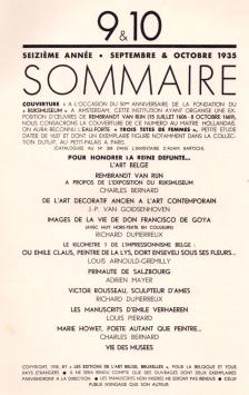 2536. L'ART BELGE, 16 année, SEPTEMBRE & OCTOBRE 1935, numeros 9&10