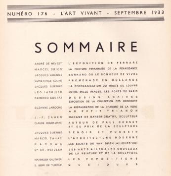 LA 043. L'art vivant N 176 Septembre 1933