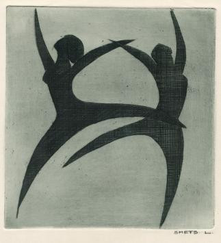 Een gesigneerde abstracte ets van Léon Smets