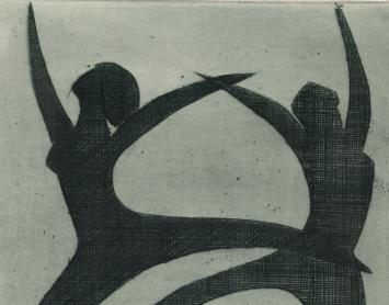 Figuratief abstract kunstwerk op papier