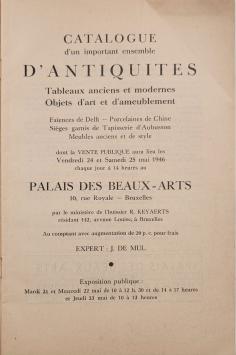 2507. Vente Publique d'antiquites tableaux 25 mai 1946