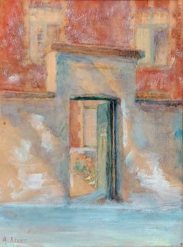 Adeline Acart met een gouache