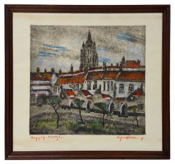 Opgehoogde litho van de Belgische graficus Alfons Blomme kopen