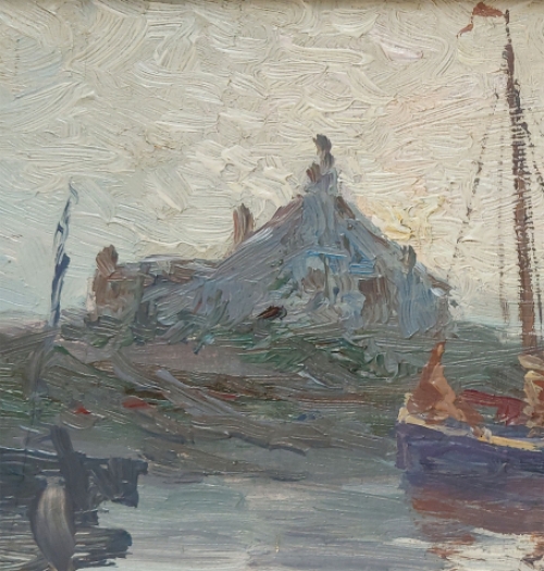 Bootje aan de kust door a. De Vos