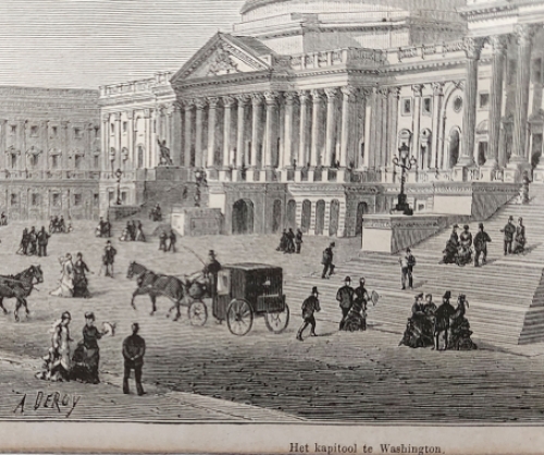 Auguste Victor Deroy met een gravure