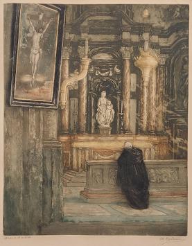 Ets van Belgische kunstschilder en etser Albert Geudens