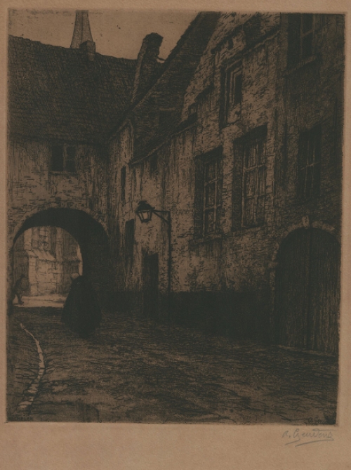 Ets van Belgische kunstschilder en etser Albert Geudens