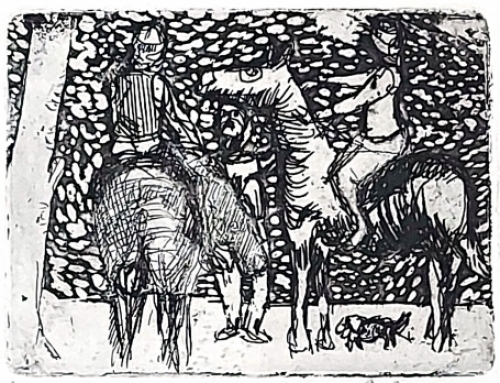 André Goezu met een ets