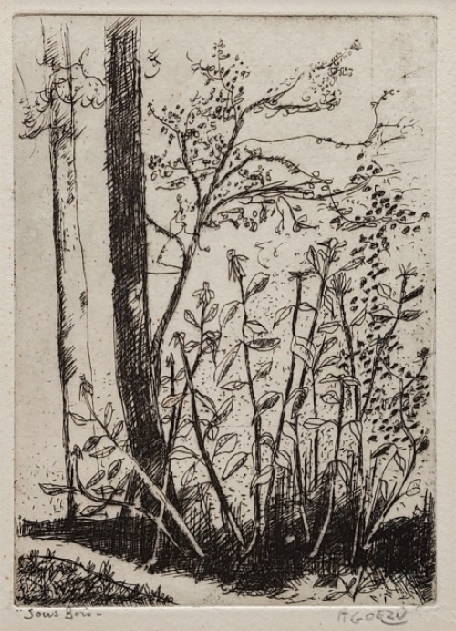 André Goezu met een ets