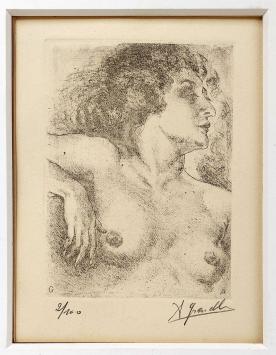 Belgische etser Arthur Greuell met een grafisch kunstwerkje