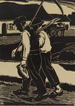 Houtsnede door de Belgische kunstenaar Alphonse Mora