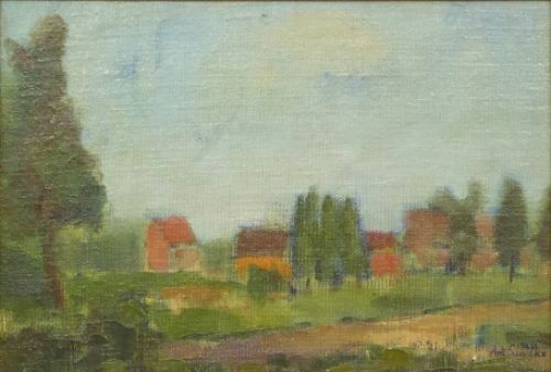 De Belgische schilder Antoon Luyckx met landschapsschilderij