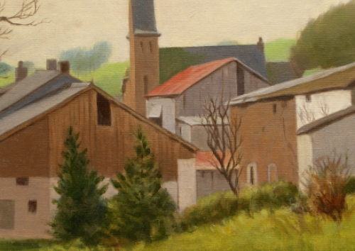 Antoon Luyckx met een landschap uit 1988