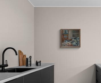 Stilleven met groenten en twee aarden potten op tafel