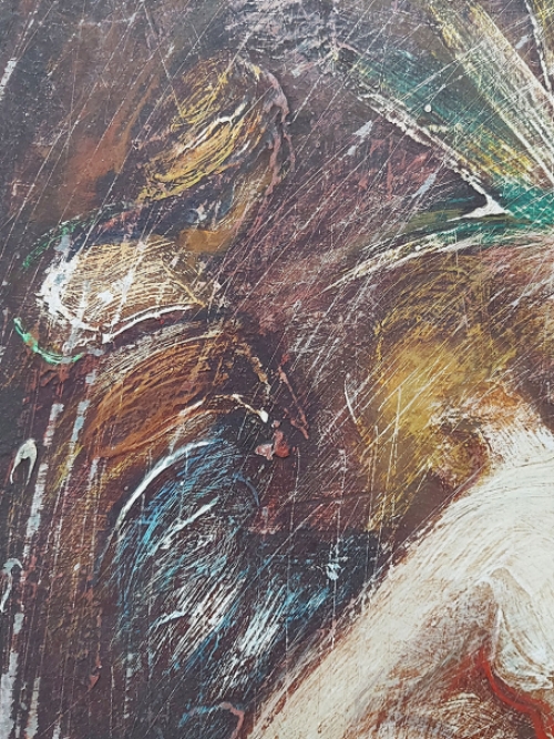 Naakte badende dame en starende mensen