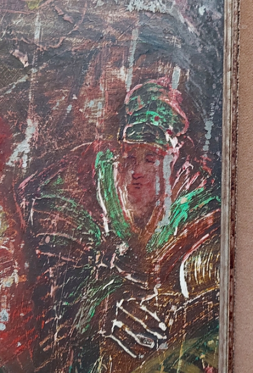 Naakte badende dame en starende mensen