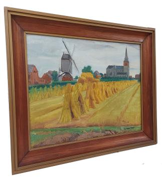 Graanschoven aan de rand van het dorp