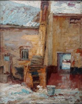 Schilderij op paneel van Alexandre Tielens