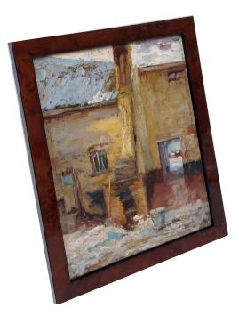 De binnenkoer met een emmer