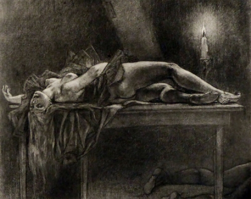 Heliogravure A un diner d\'athées (Les diaboliques)  van  Félicien Rops