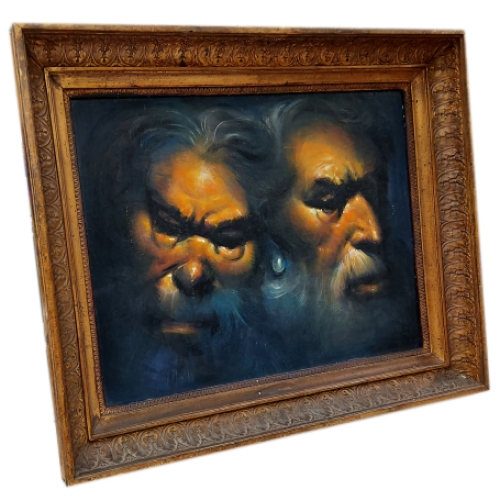 Aimé Van Belleghem met een schilderij op bord