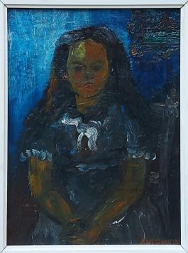 Alfons Vermeir met schilderij met een meisje