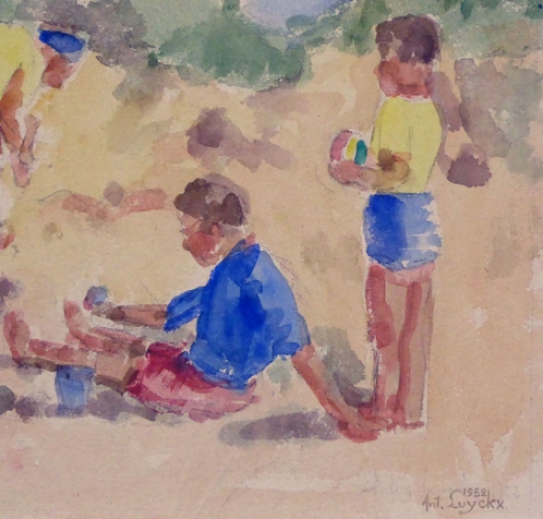 Schilderijtje op papier van Antoon Luyckx uit 1952