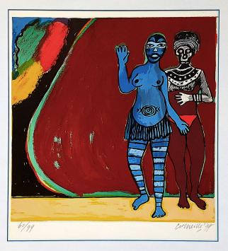 Lithographie Tribute to Léopold Sédar Senghor, poet and statesman of Senegal.