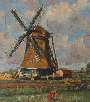 Adrien Segers met een impressionistisch kunstwerk