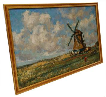 Fris landschapje met houten molen