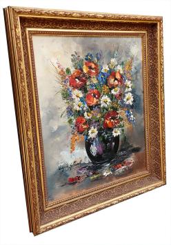 Stilleven met bloemen in donkere bolvaas