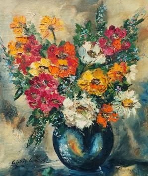 Bloemenstilleven van de schilderes Agnès Galland