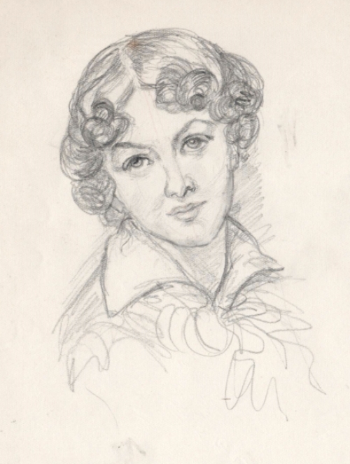 Tekening van de Belgische kunstenares Agnes Van De Veegaete