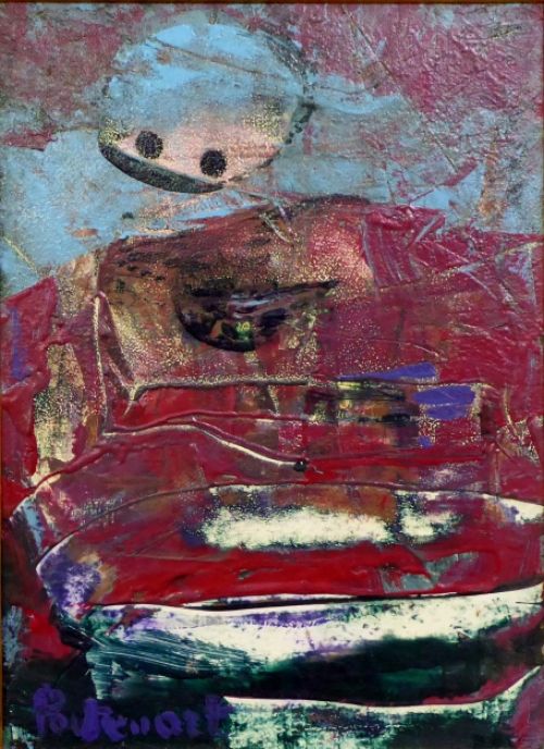 Abstract schilderijtje van Jeanne Portenart uit 1962