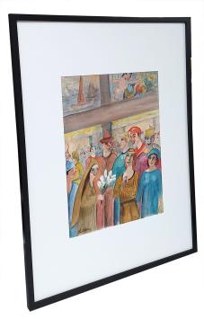 Aquarel, de koning en zijn gemalin
