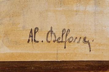Belgische kunstenaar Delfosse met een gesigneerde aquarel