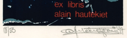 Alain Hautekiet met een ex libris
