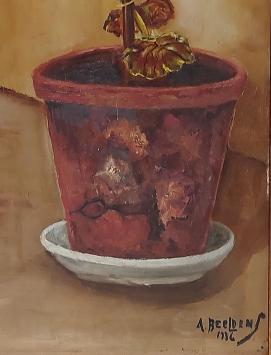Bloempot met opgebonden bloem 1936