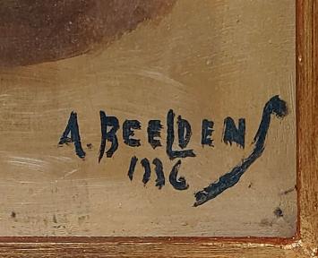 Bloempot met opgebonden bloem 1936