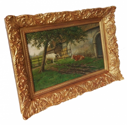 Abert Caullet met een olieverfschilderijtje