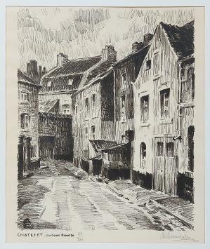 Belgische graficus Albert Chavepeyer met een litho