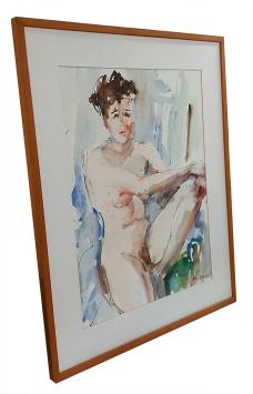 Grote aquarel, Zittend naakte dame
