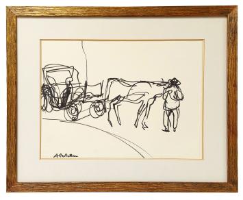Gesigneerde tekening van de Belgische kunstenaar Albert De Deken