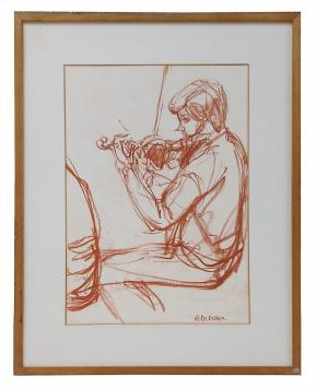 Krijttekening van de Belgische kunstenaar Albert De Deken