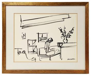 Gesigneerde tekening van de Belgische kunstenaar Albert De Deken